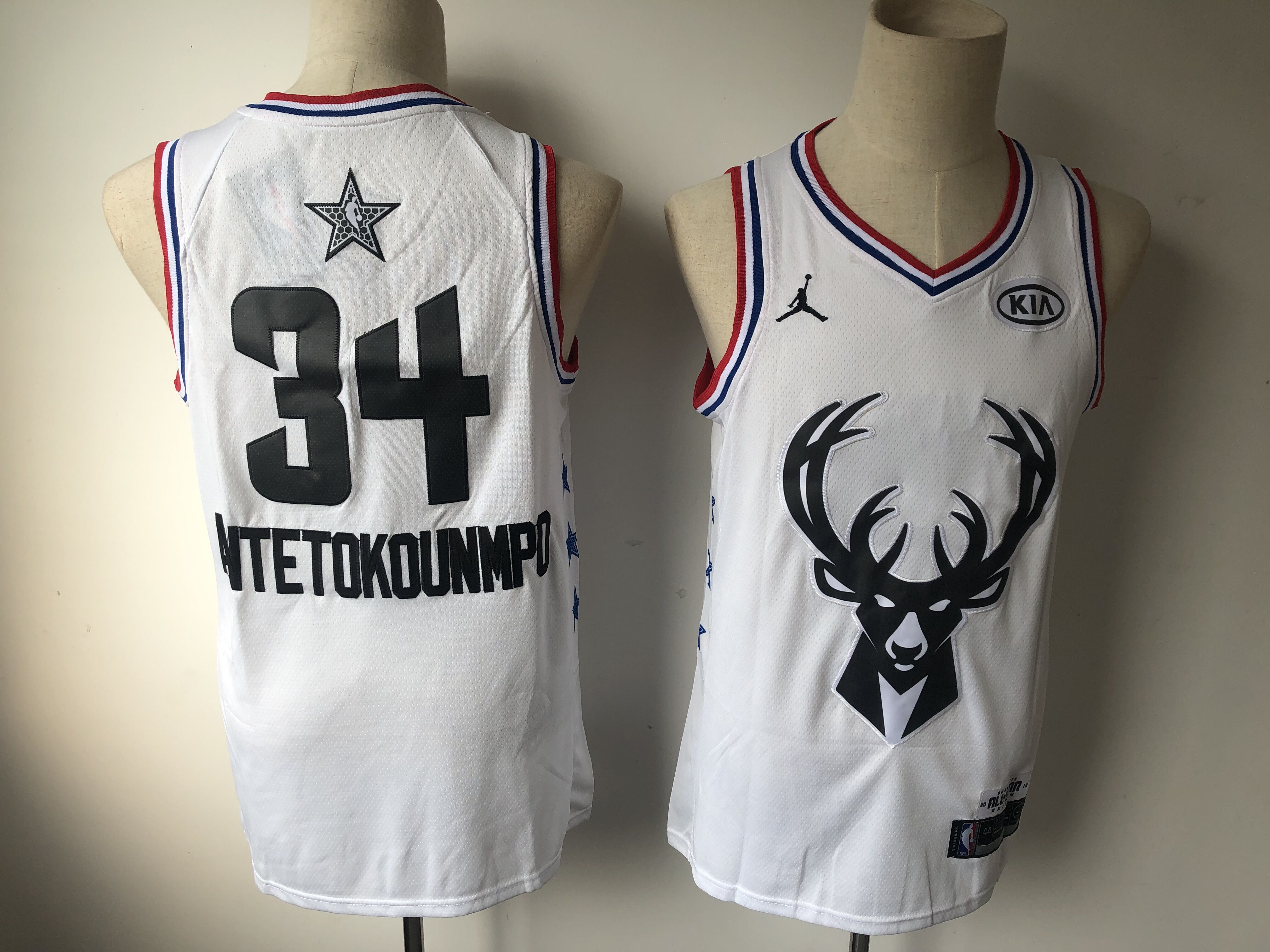 Men Milwaukee Bucks 34 Antetokounmp white 2019 All Star NBA Jerseys